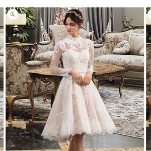 Elegant Lace A-Line Dress in Ivory